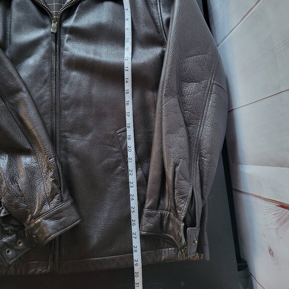 Perry Ellis Men’s XL Classic Soft Leather Jacket, Brown, Lined, Adjustable Cuff - Picture 12 of 13